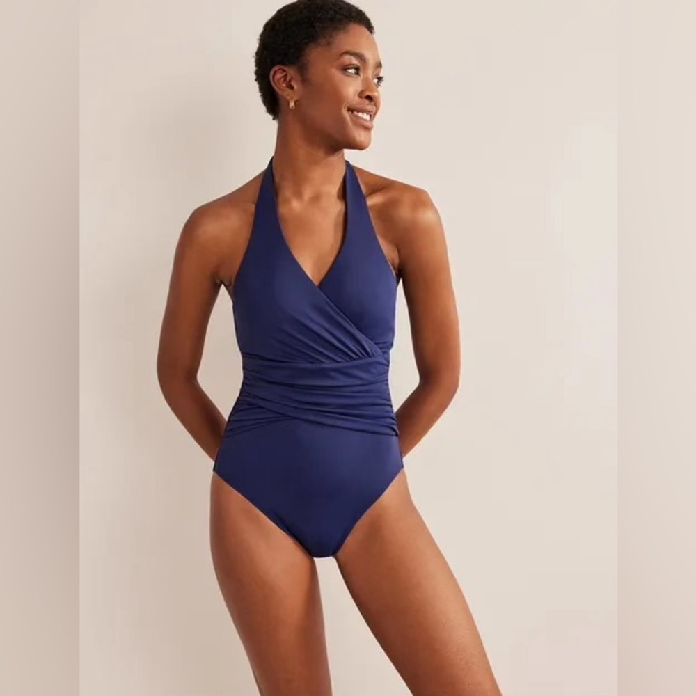 New Levanzo Rushed Halter Swimsuit. sz 12 . French Blue